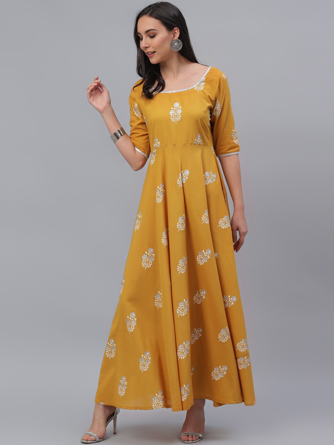

Gerua By Libas Women Yellow Floral Printed Maxi Dress