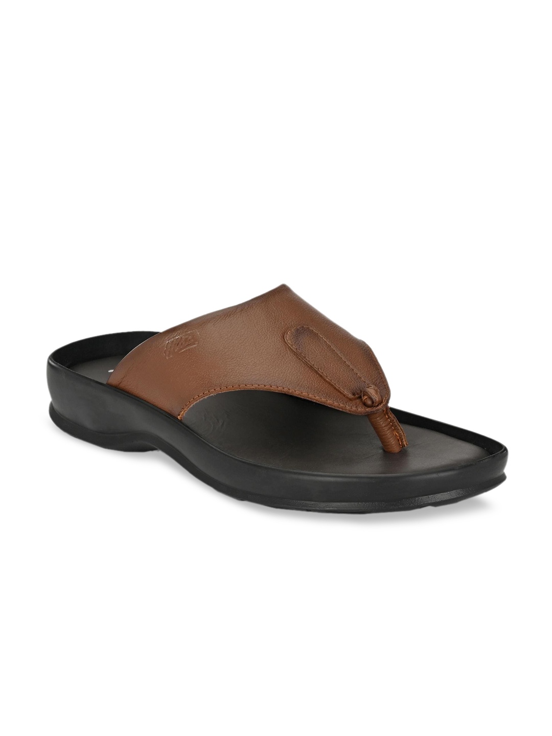 

Hitz Men Tan Brown Leather Comfort Sandals