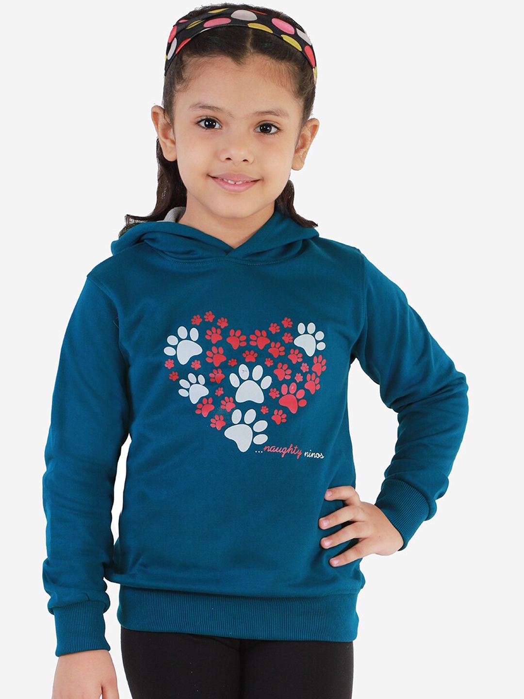 

Naughty Ninos Girls Blue Printed Hooded Sweatshirt