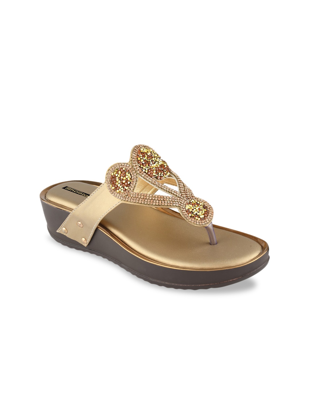 

Shoetopia Women Copper-Toned Embellished Heels