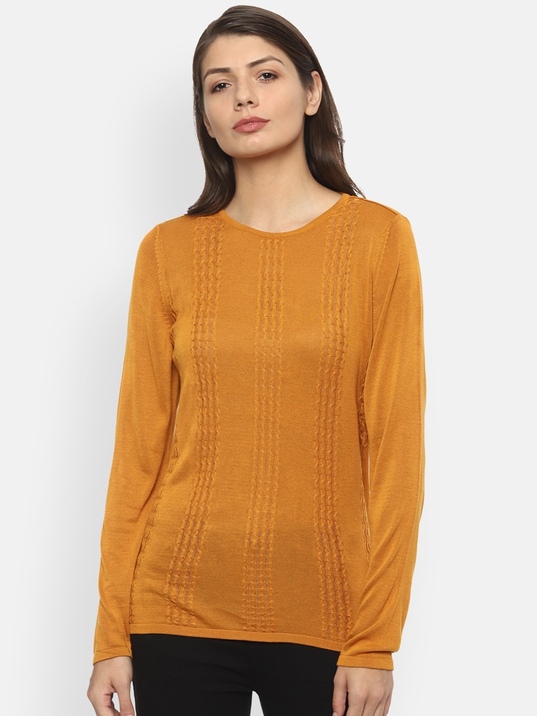 

Van Heusen Woman Women Yellow Solid Sweater Vest Sweater