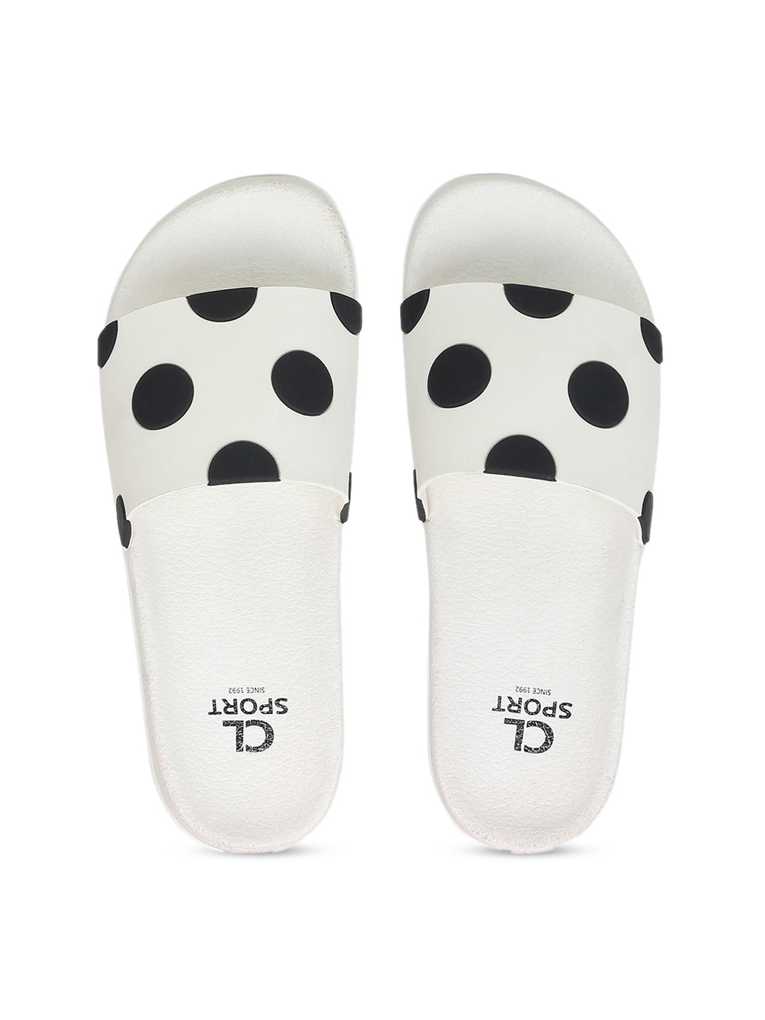 Carlton London sports Women White & Black Printed Sliders