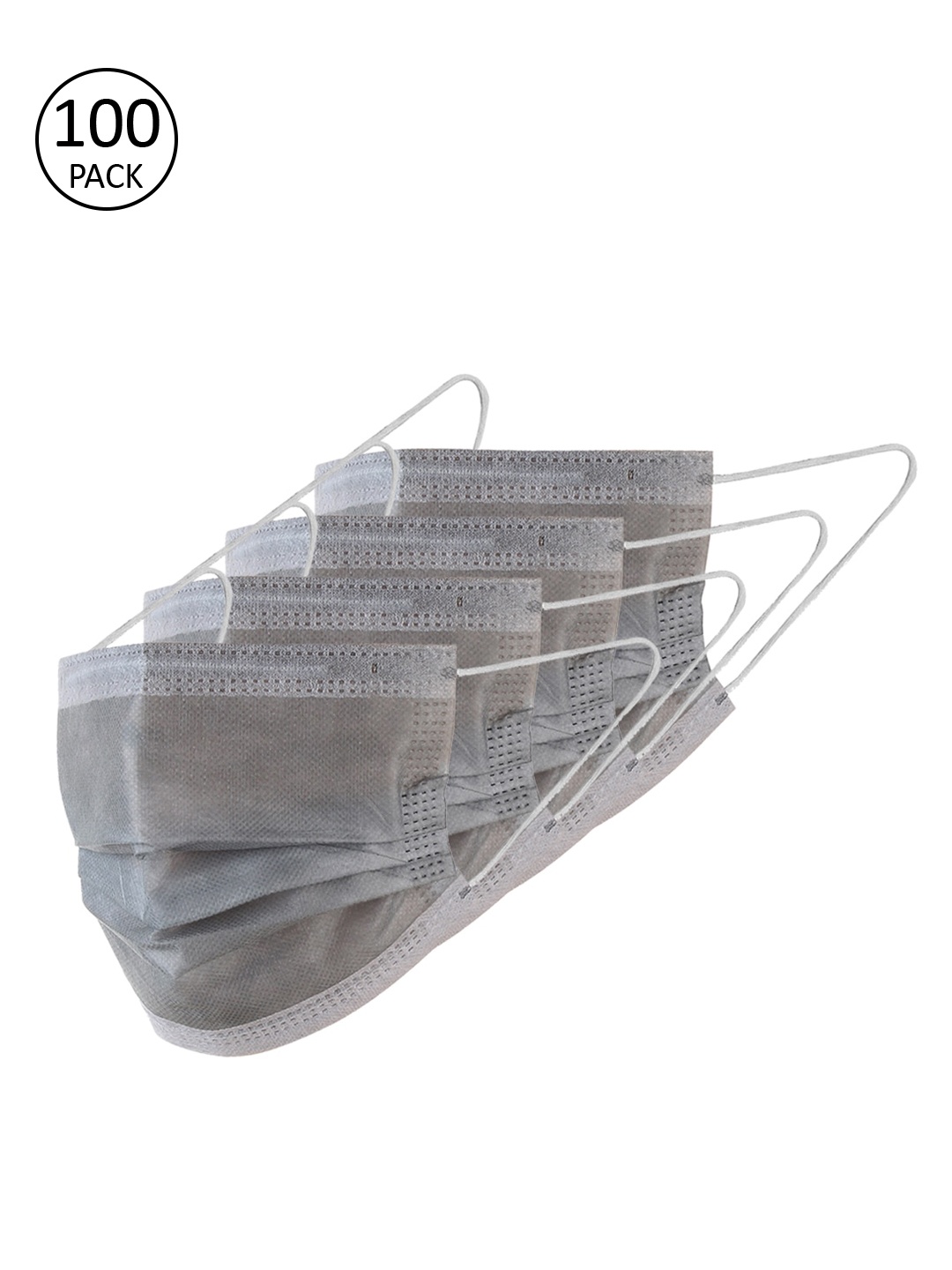 

London Fashion Unisex Pack of 100 Grey 3-Layer Ultrasonic Surgical Masks