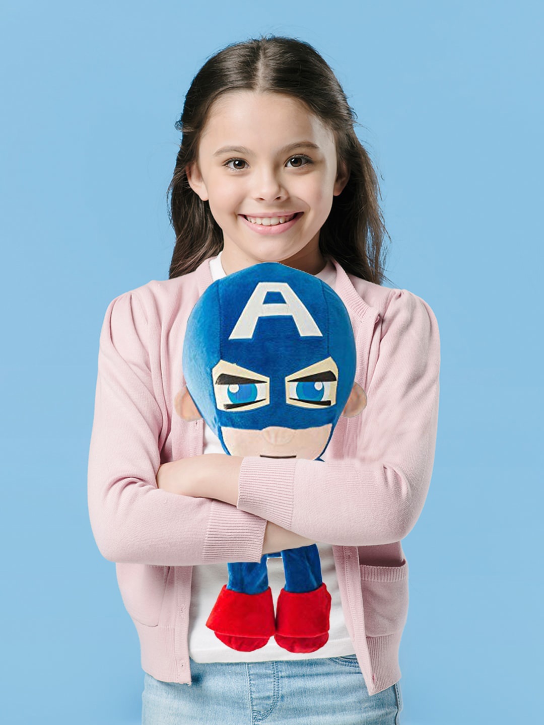 

Dimpy Stuff Kids Blue & Red Superhero Captain America Stuffed Soft Plush Big Toy
