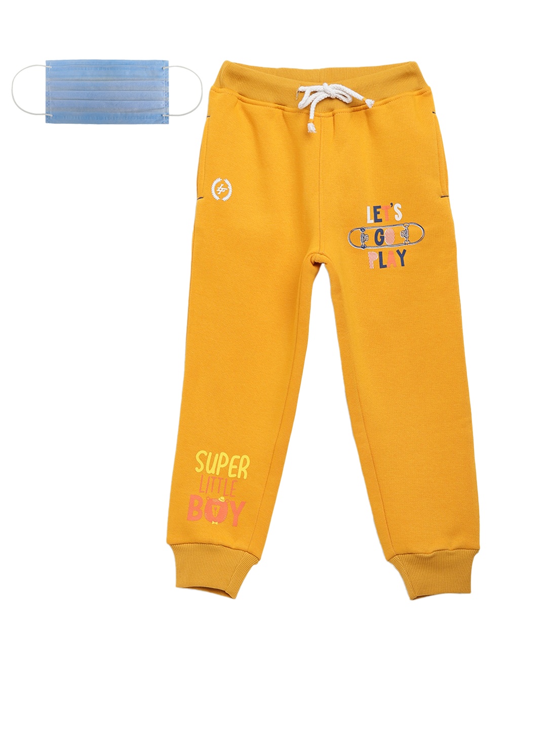 

Lil Tomatoes Boys Mustard Yellow Printed Joggers
