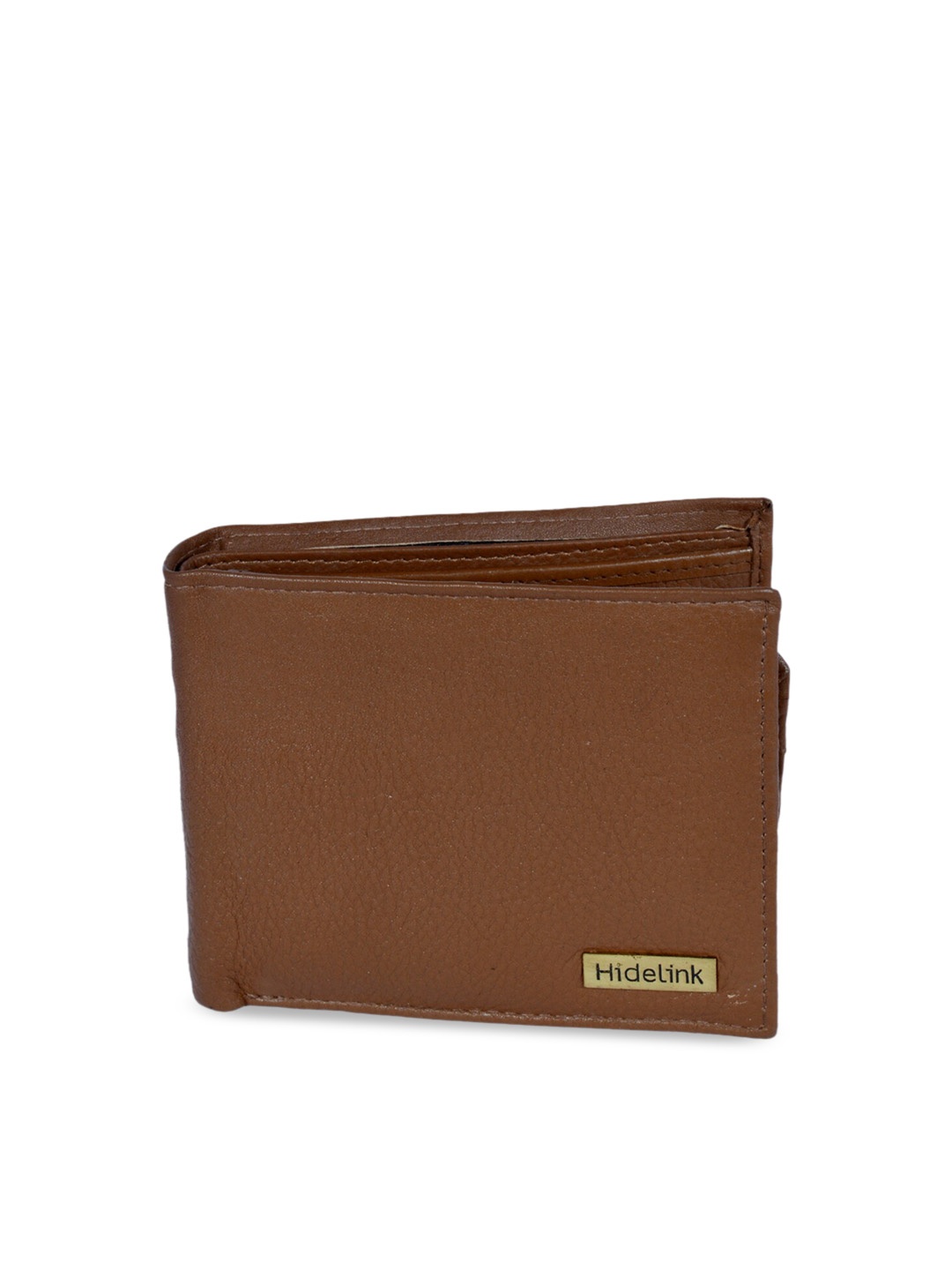 

Hidelink Men Tan Brown Solid Two Fold Leather Wallet