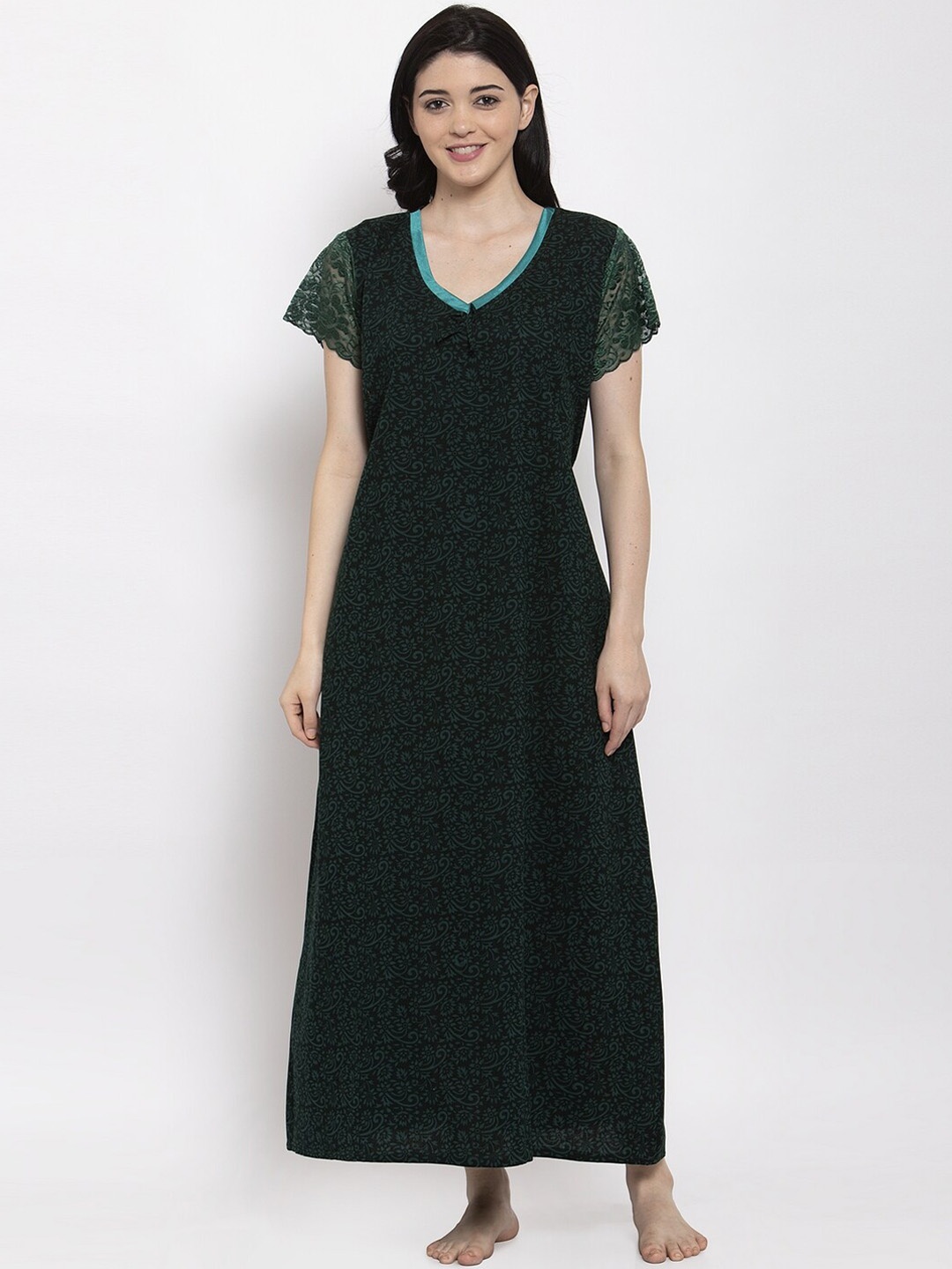 

Secret Wish Green Printed Nightdress