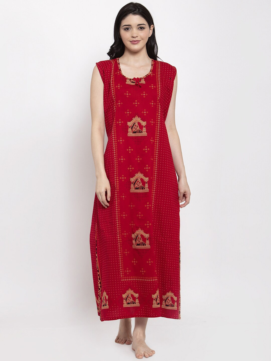 

Secret Wish Maroon Printed Nightdress