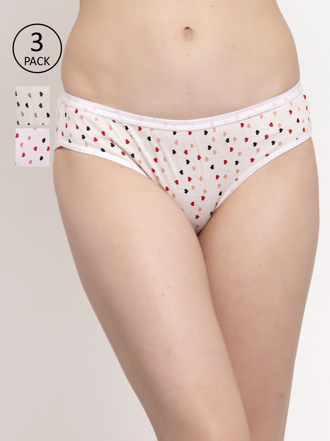 

PrettyCat Women Pack Of 3 Printed Briefs, White