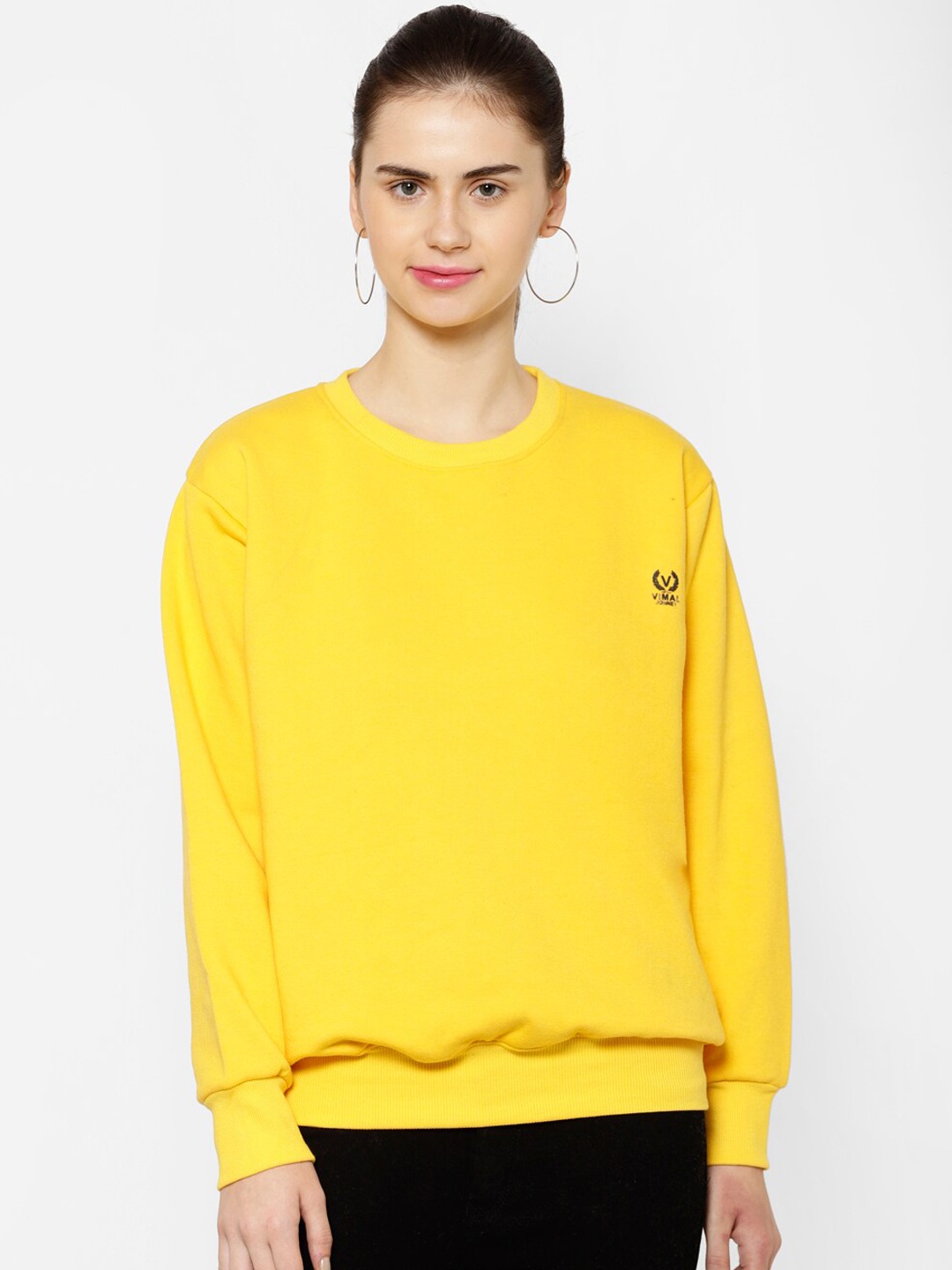 

VIMAL JONNEY Women Yellow Solid Sweatshirt