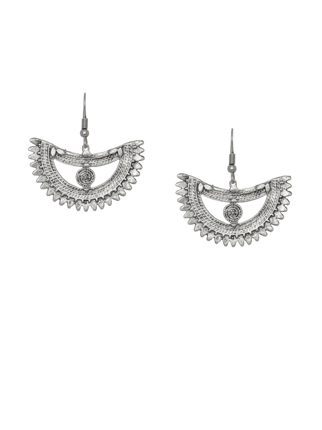 

INDYA Silver-Toned Geometric Drop Earrings