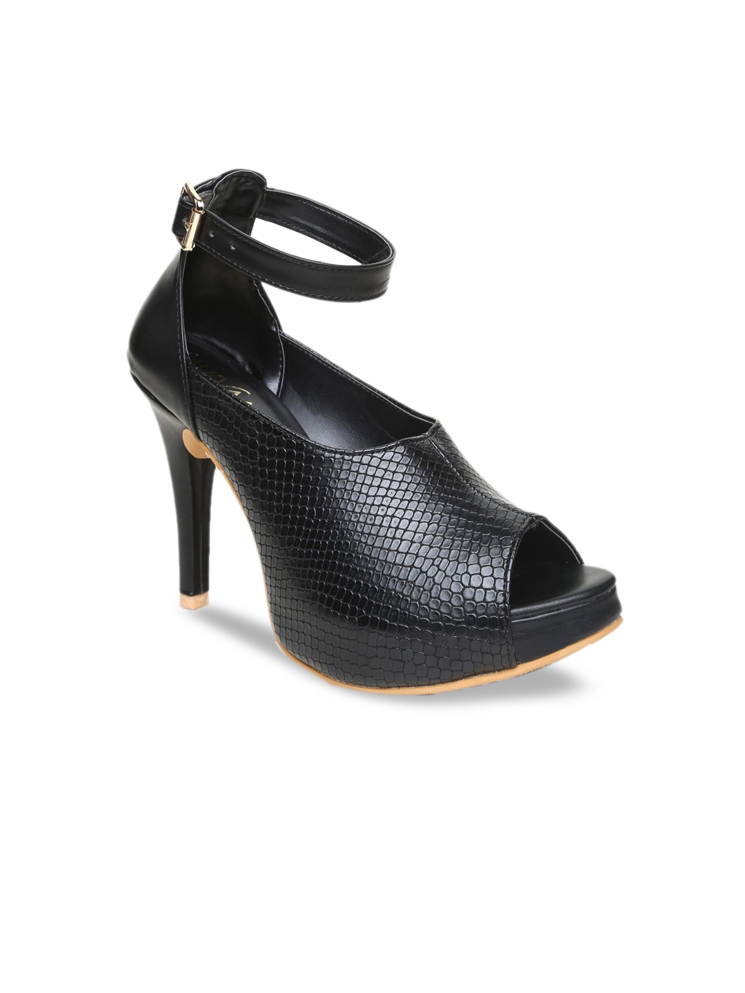 

VALIOSAA Women Black Textured Peep Toes
