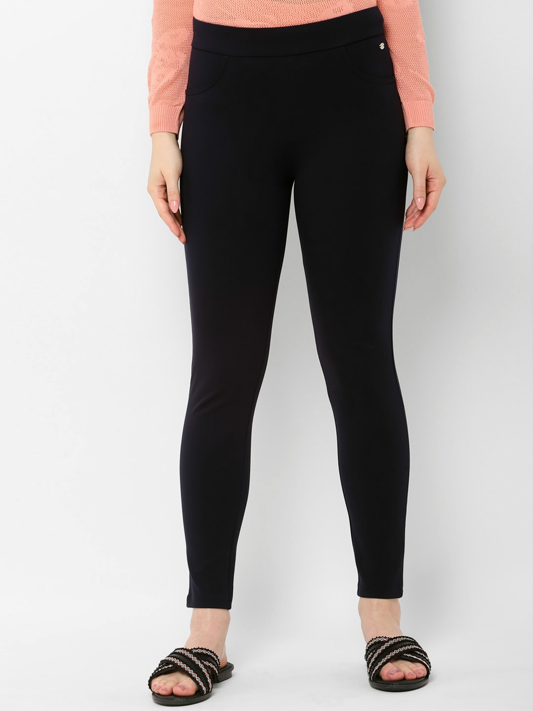 

Allen Solly Women Navy Blue Regular Fit Solid Treggings