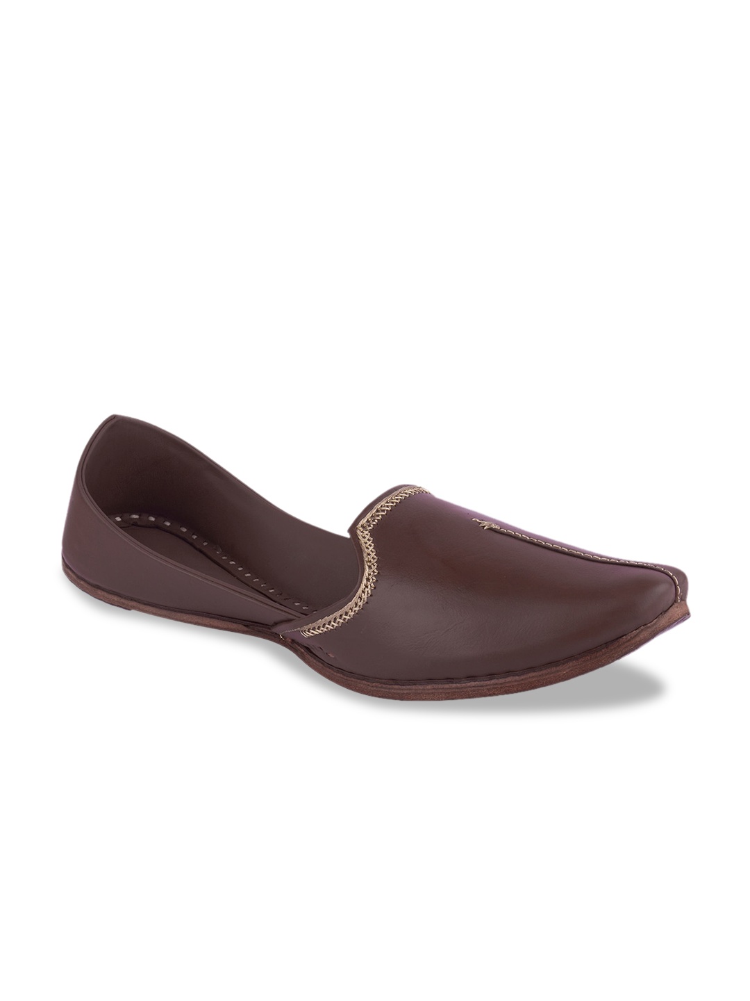 

DESI COLOUR Men Brown Leather Mojaris