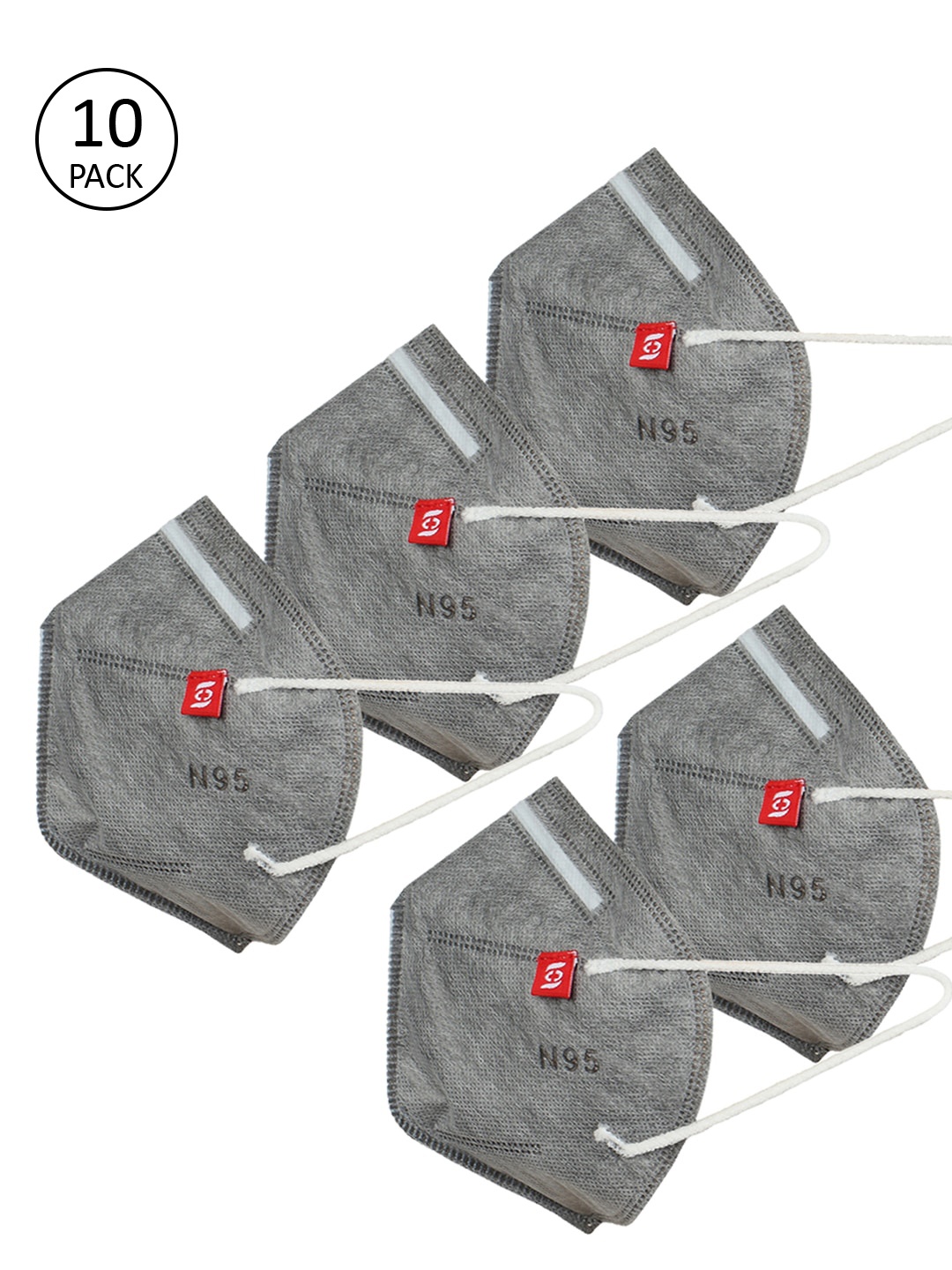 

Swiss Design Unisex Grey Pack Of 10 5Ply Anti-Pollution N95 Masks