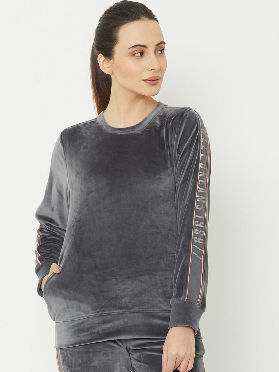 

Sweet Dreams Women Grey Solid Sweatshirt
