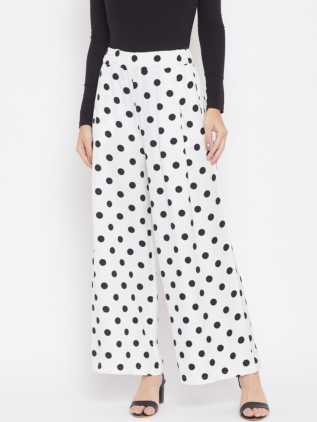 

Crimsoune Club Women White Regular Fit Printed Parallel Trousers