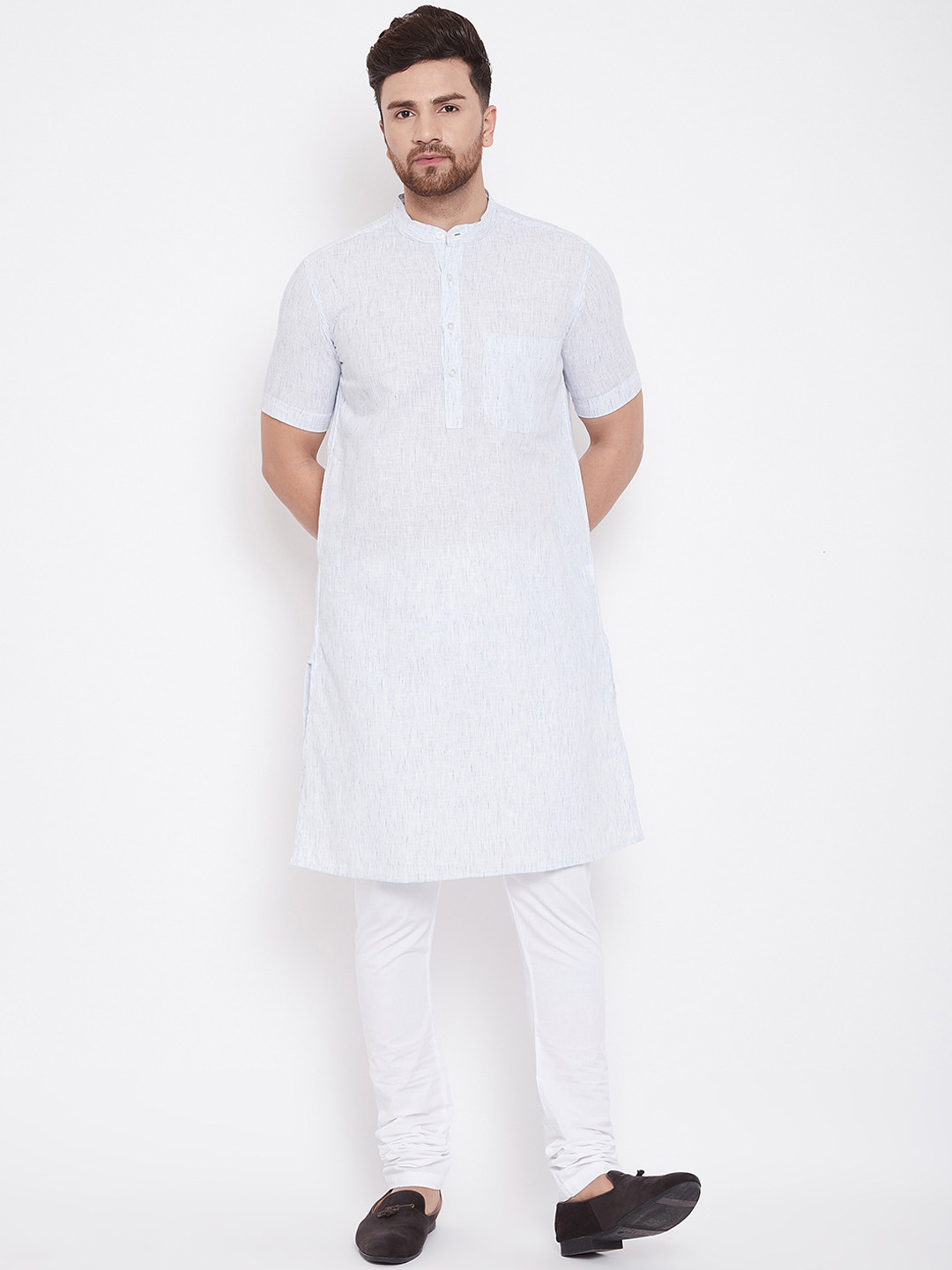 

even Men Blue Striped A-Line Kurta