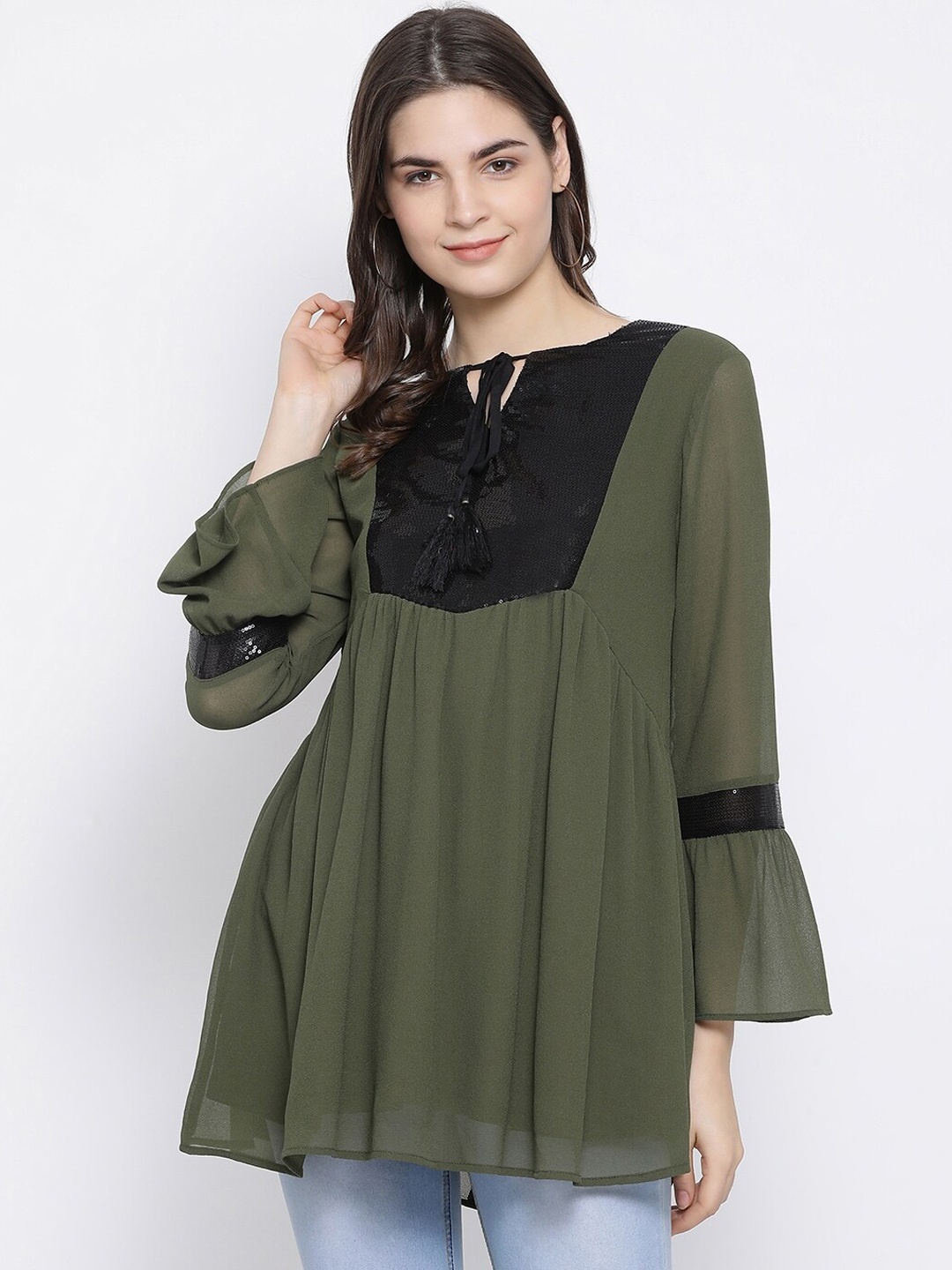 

Oxolloxo Women Olive Green Maternity Tunic