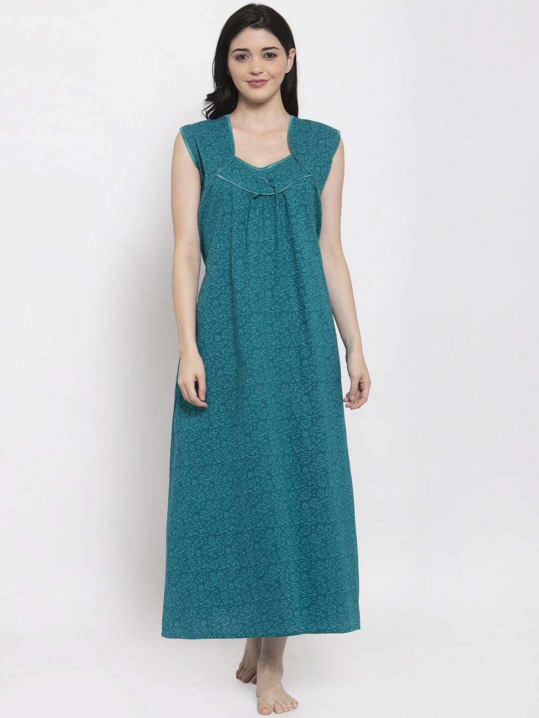 Secret Wish Turquoise Blue Printed Nightdress