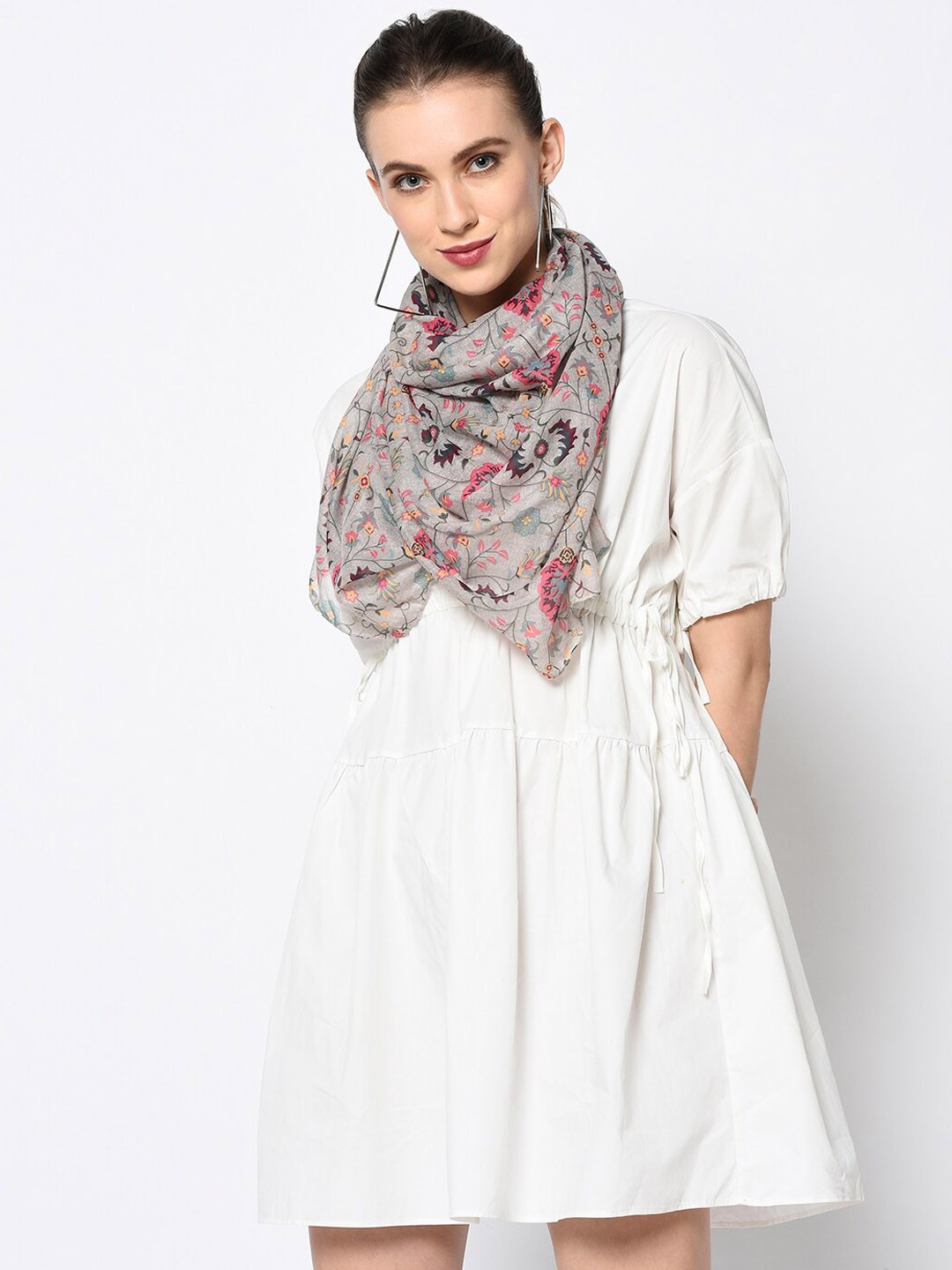 

J Style Women Pink & Off-White Printed Stole