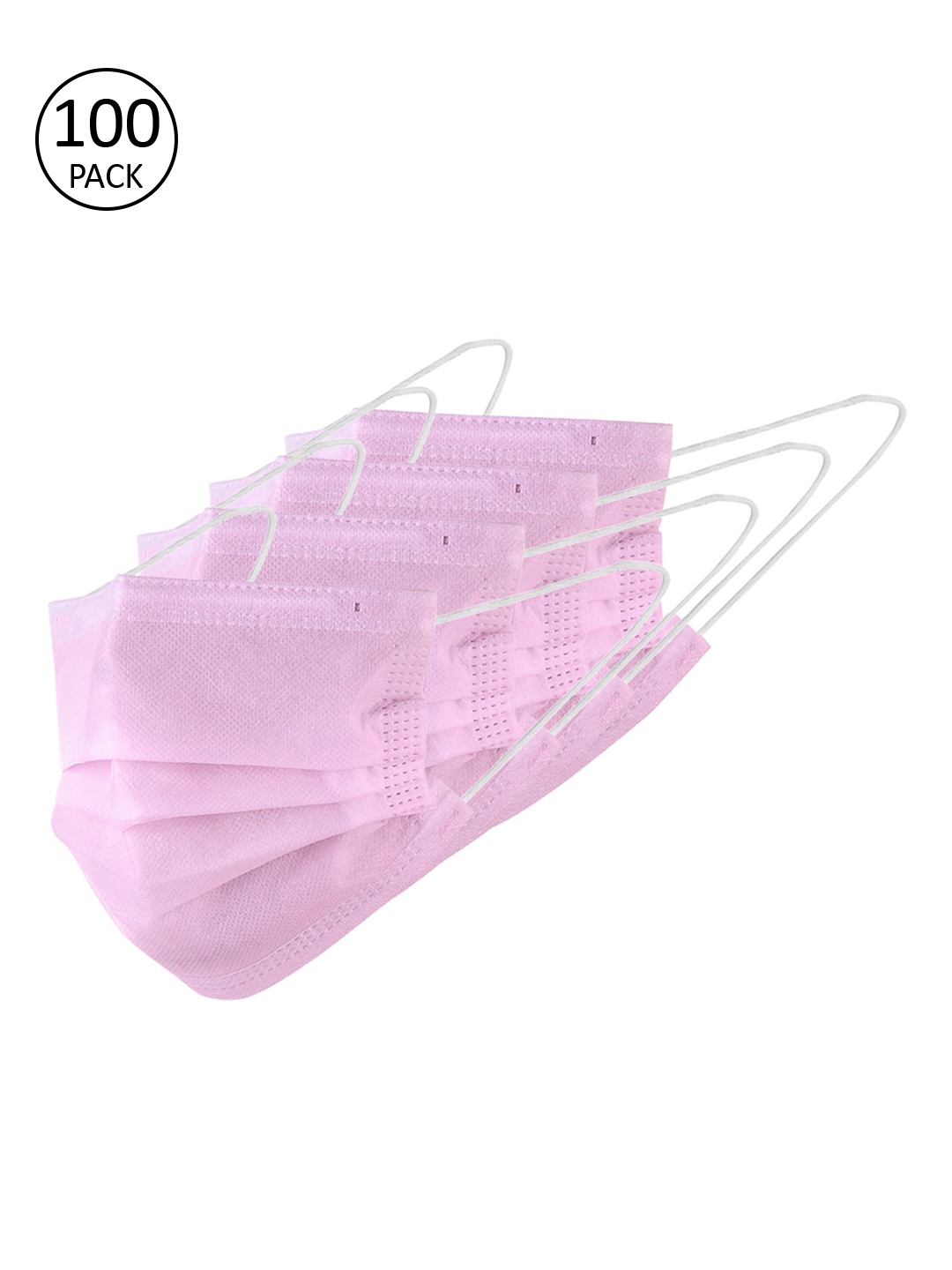 

LONDON FASHION hob Unisex Pack Of 100 3-Ply Ultrasonic Disposable Masks, Pink