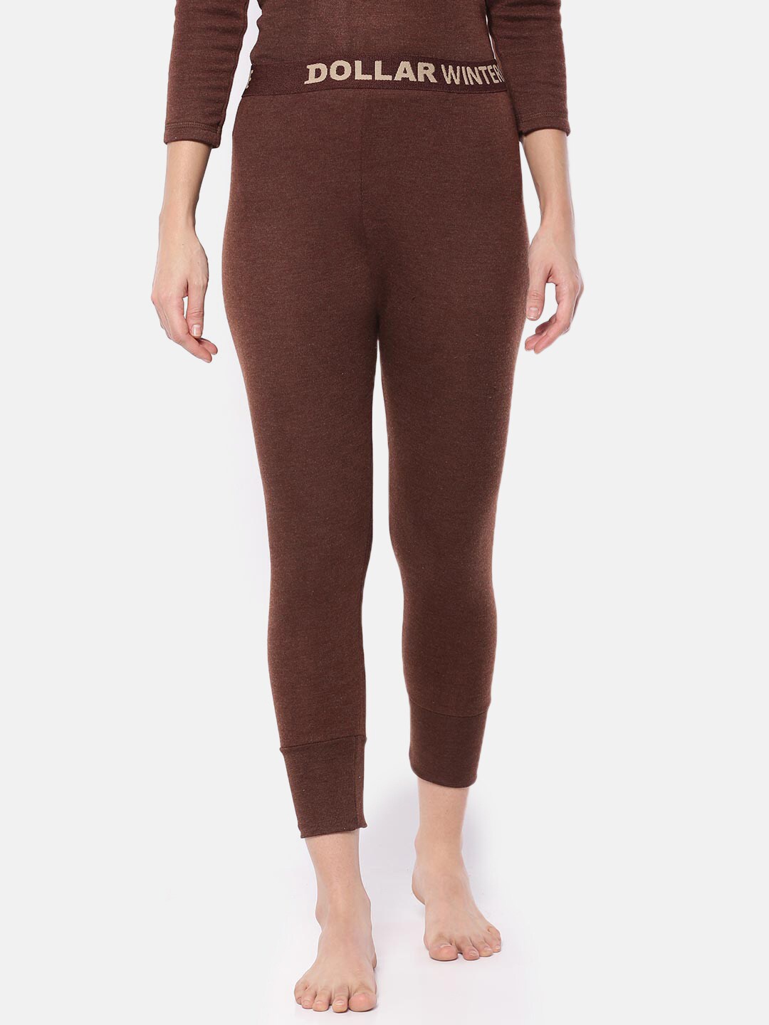 

Dollar Women Brown Solid Slim-Fit Winter Care Zero Shrinkage Thermal Bottoms