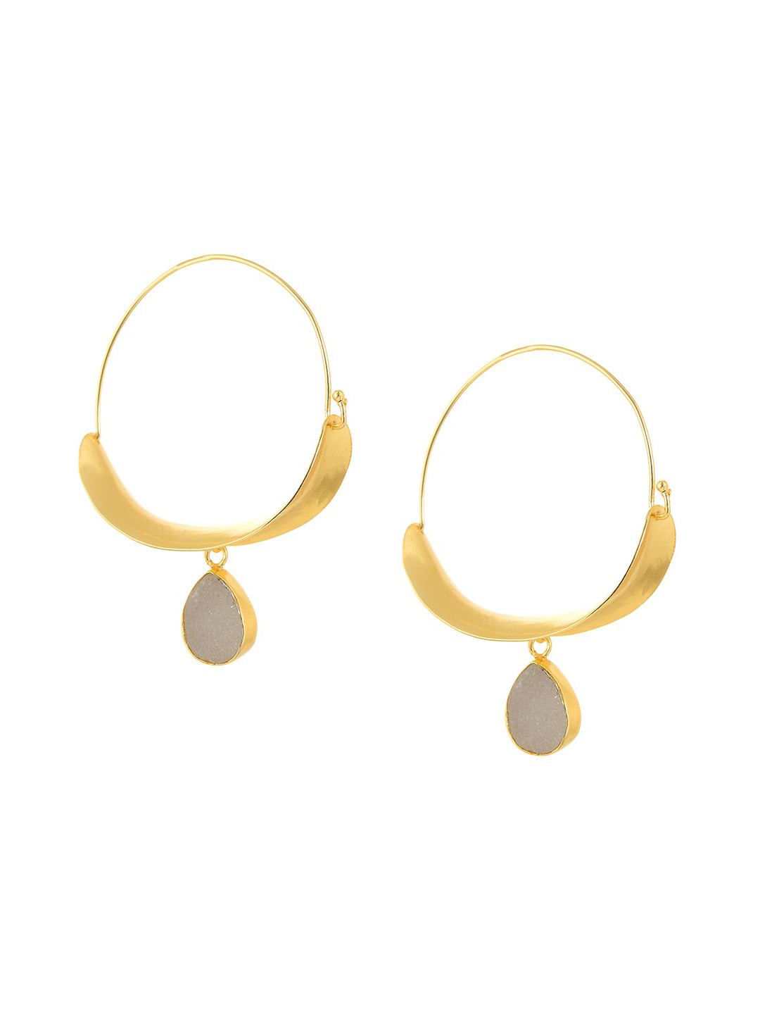 

INDYA Gold & White Circular Hoop Earrings