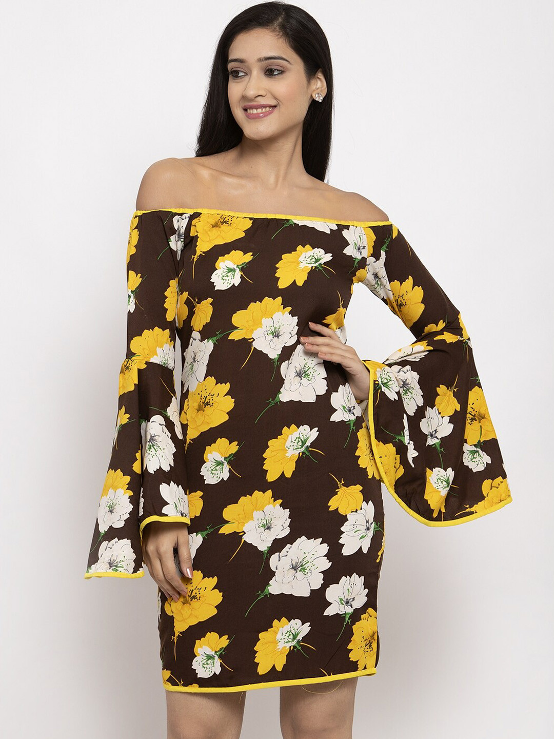 

Karmic Vision Women Brown Printed Bodycon Dress