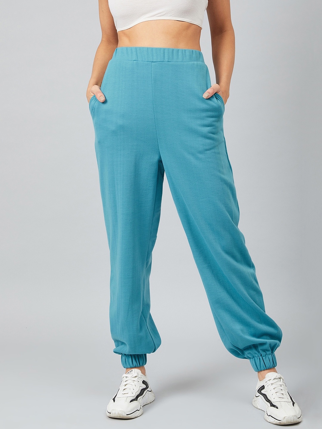 

Athena Women Blue Relaxed Loose Fit Solid Joggers