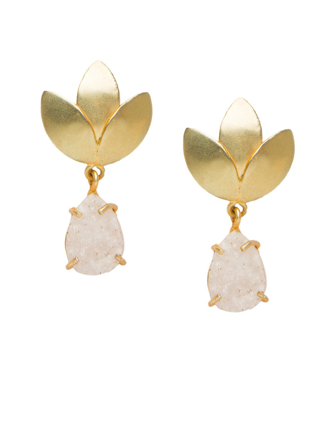 

INDYA Gold-Plated White Floral Drop Earrings