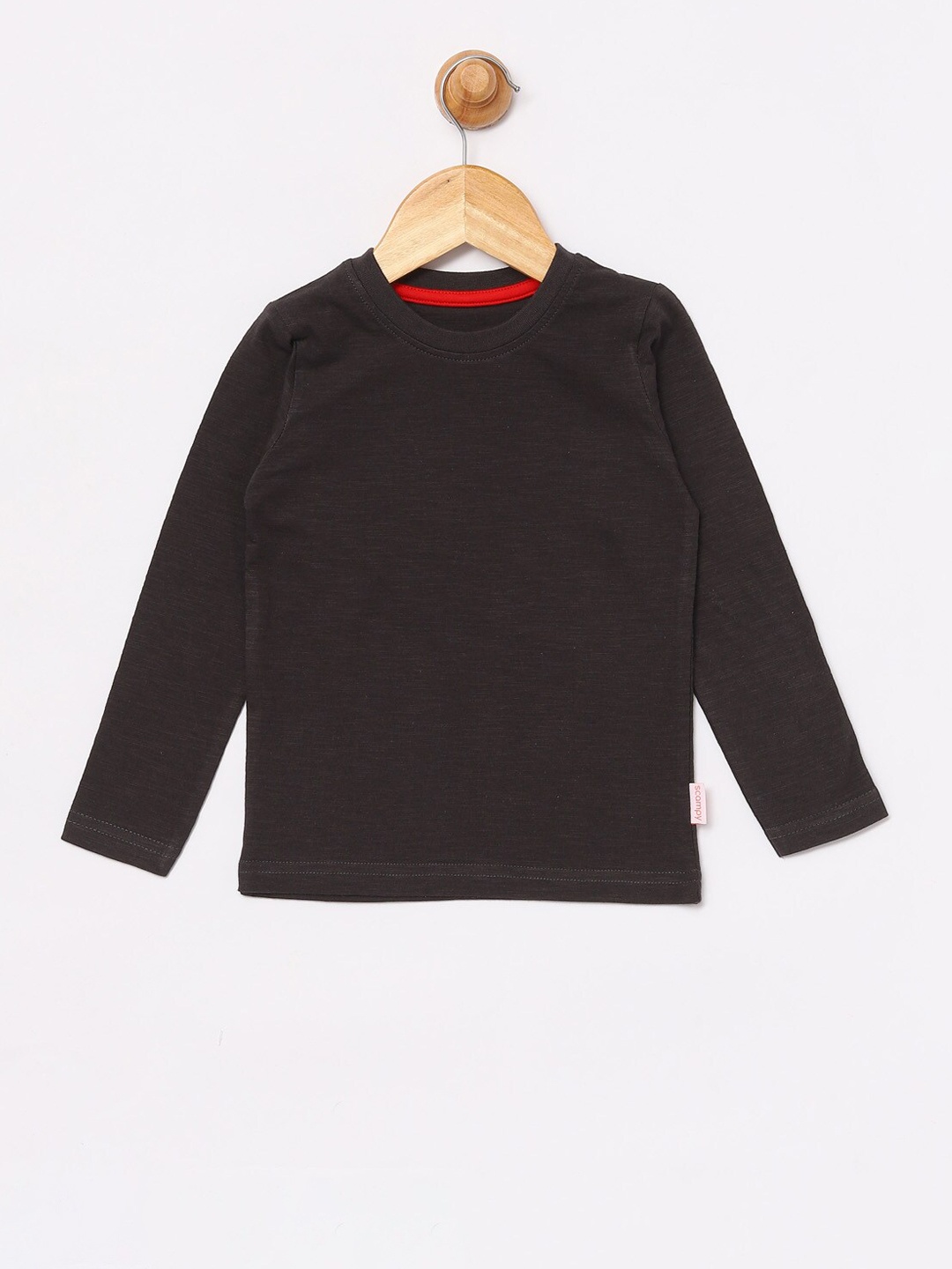 

SCAMPY Boys Black Solid Round Neck T-shirt