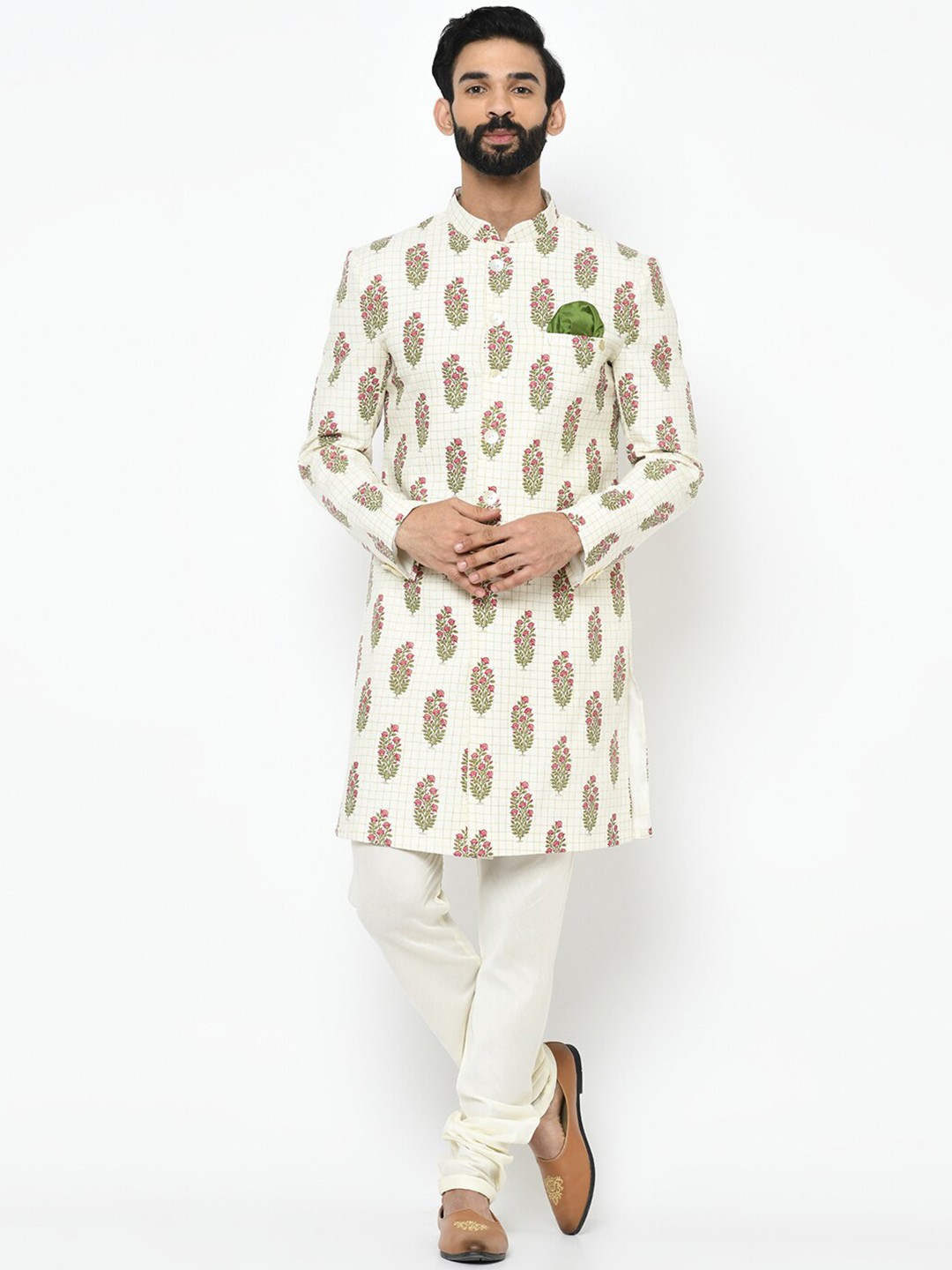 

KISAH Men White Sherwani Set