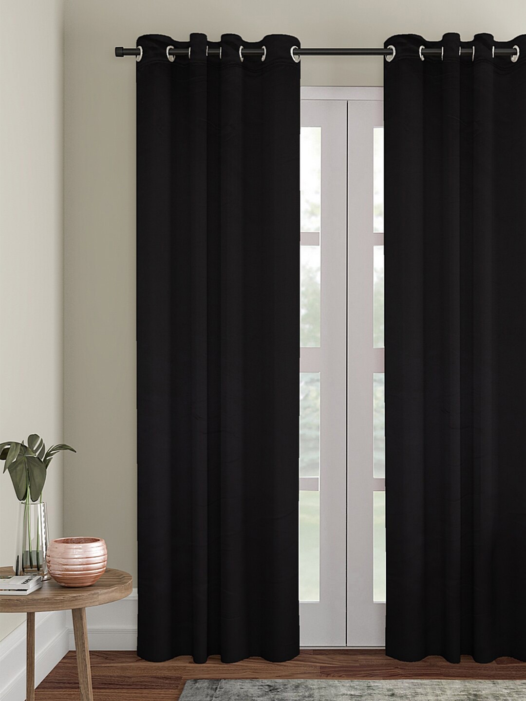 

eyda Black Single Room Darkening Long Door Curtain