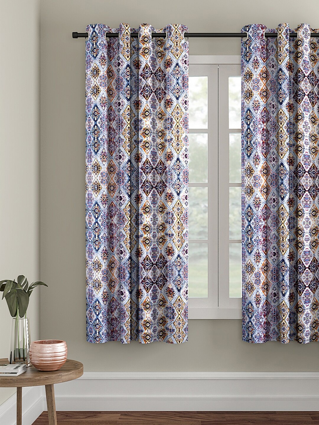 

eyda Multicoloured Printed Single Window Curtain, Multi