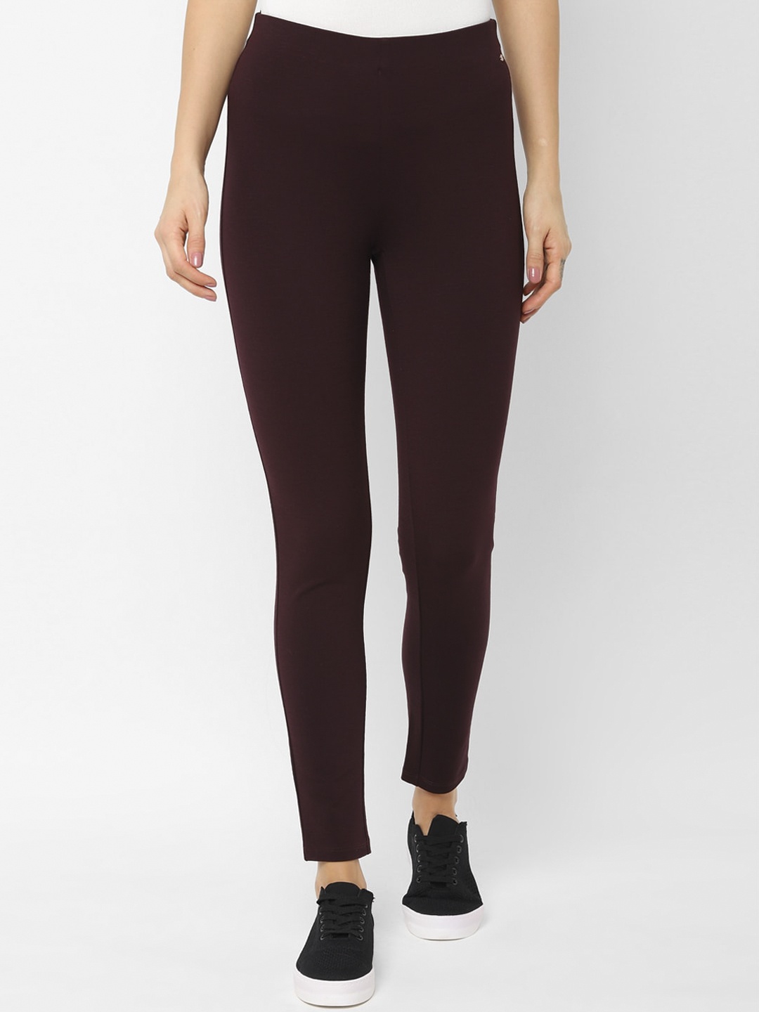 

Allen Solly Woman Women Maroon Regular Fit Solid Regular Trousers