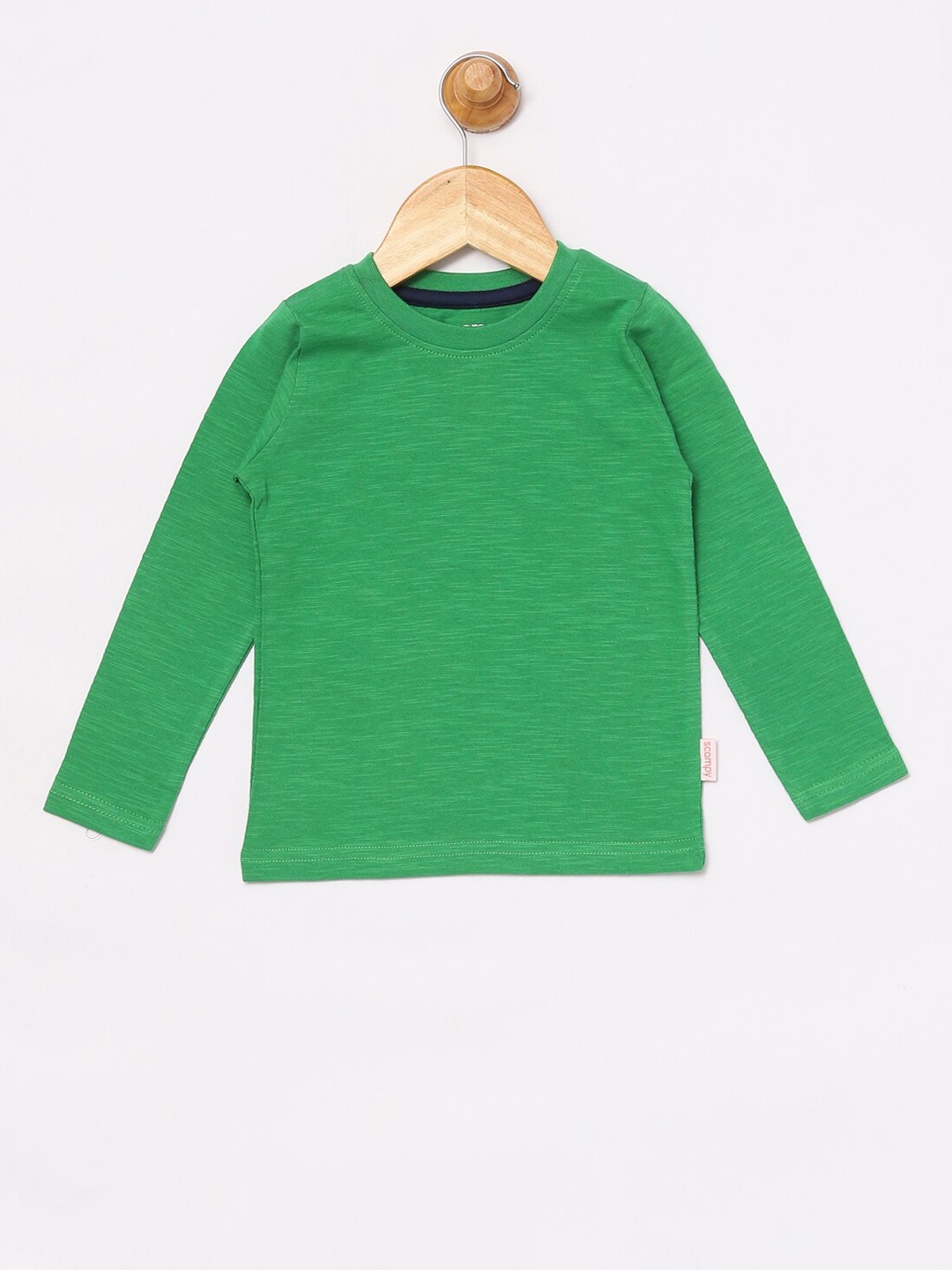 

SCAMPY Boys Green Solid Round Neck T-shirt