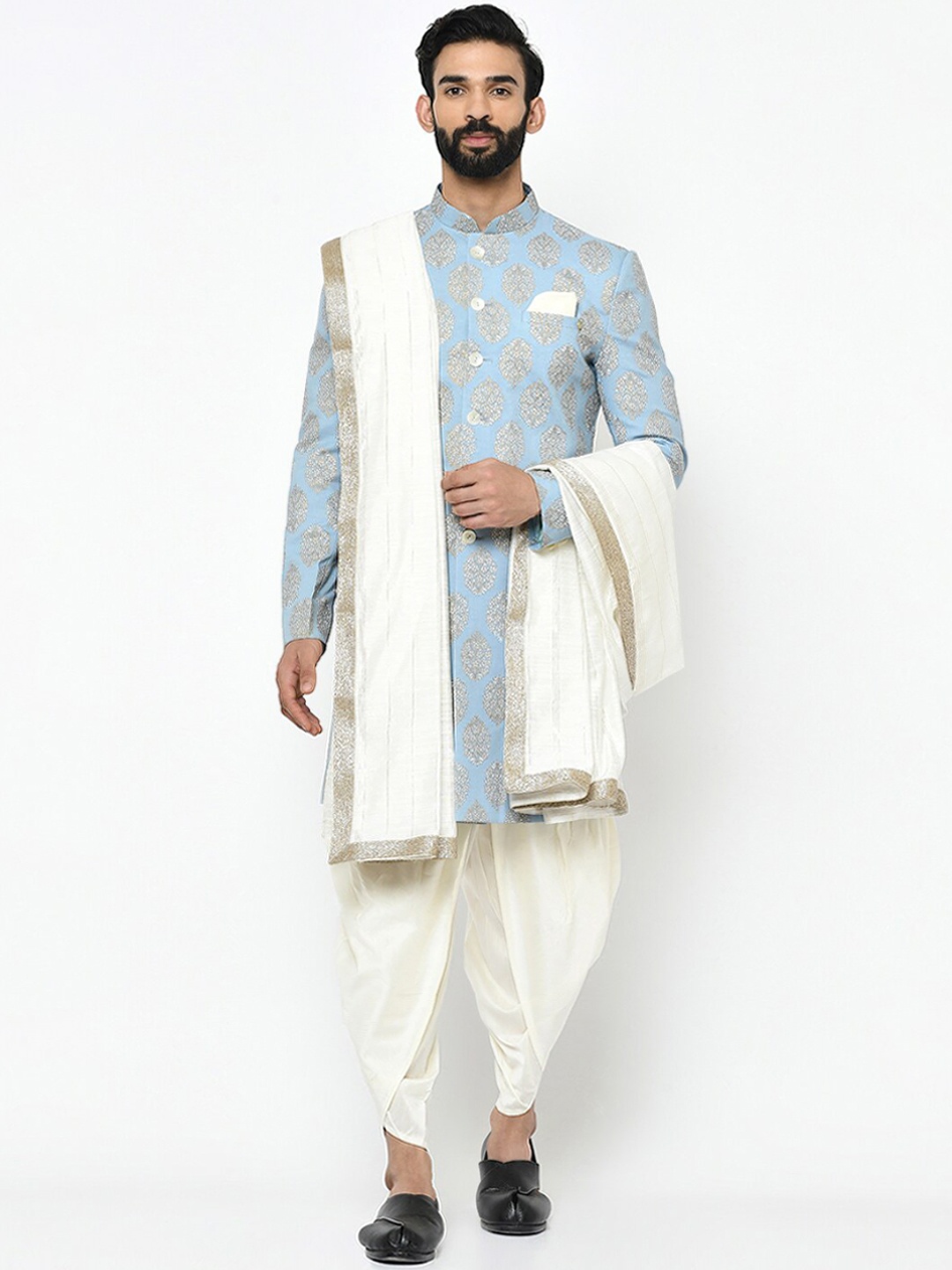 

KISAH Men Indowestern Sherwani Set, Blue