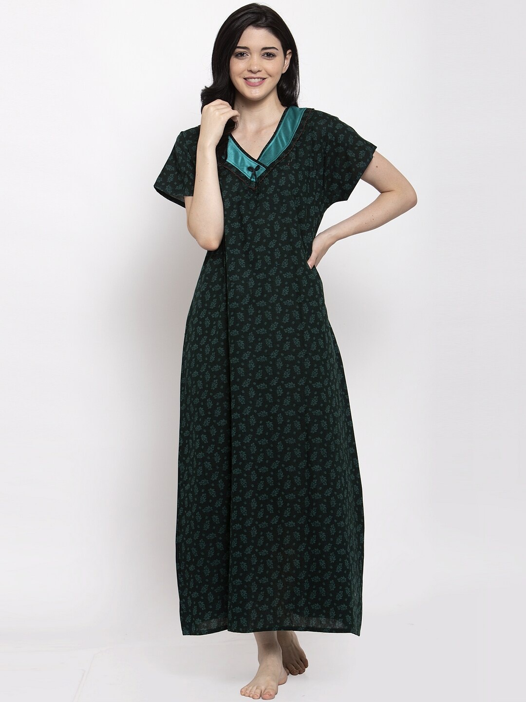 

Secret Wish Green Printed Nightdress