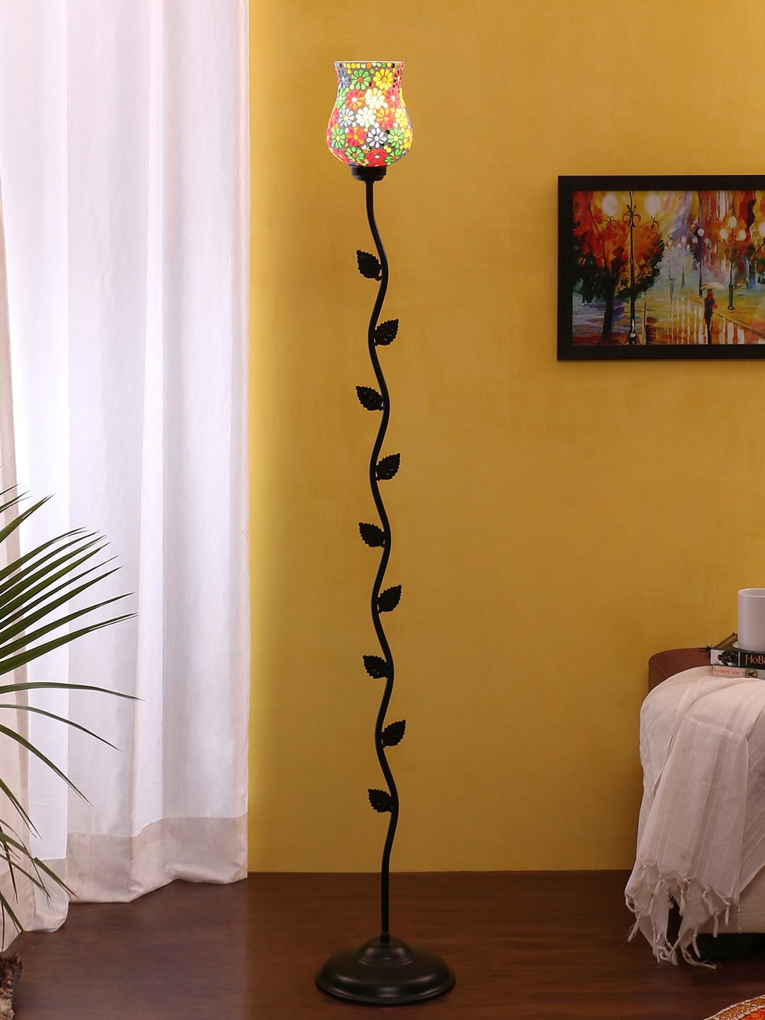 

Devansh Black Solid Contemporary Torchiere Lamp