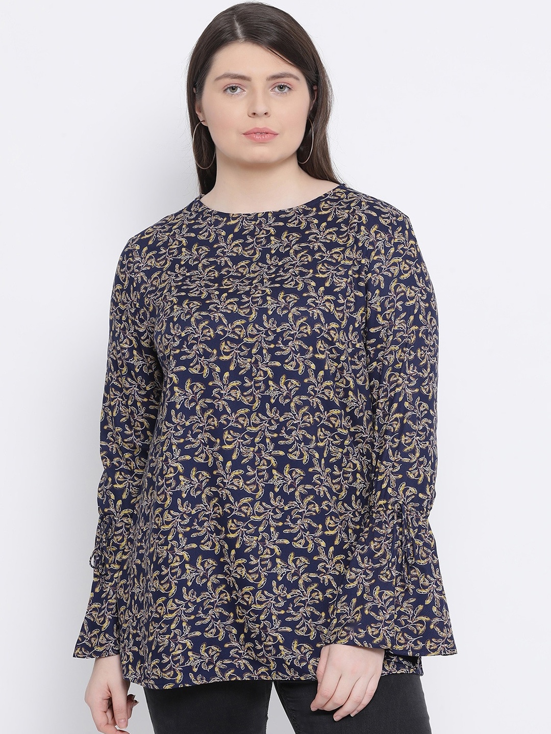 

Oxolloxo Women Navy Blue Printed A-Line Top