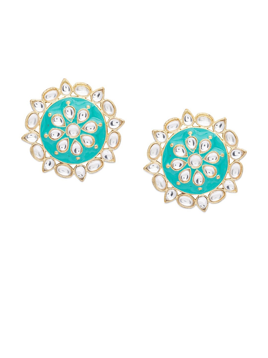 

Globus Turquoise Blue Gold-Plated Circular Studs