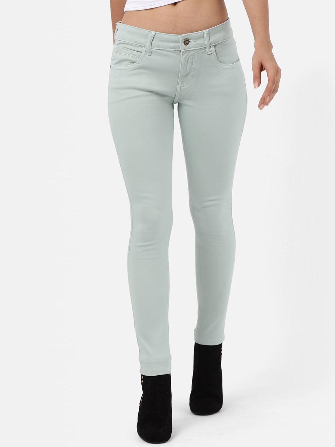 

Llak Jeans Women Sea Green Skinny Fit Low-Rise Clean Look Stretchable Jeans