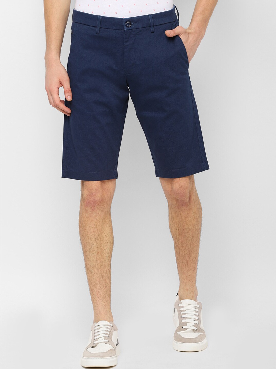 Allen Solly Men Navy Blue Self Design Slim Fit Regular Shorts