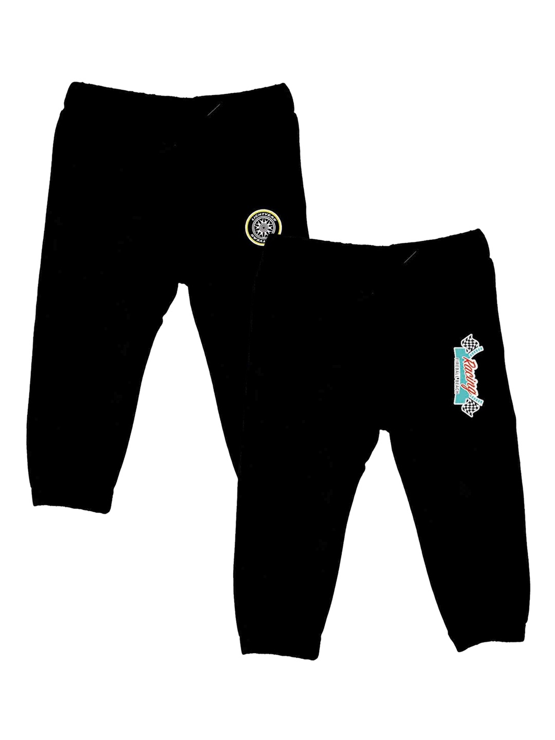 

YK Disney Boys Set of 2 Black Solid Slim-Fit Track pants with Cars Print Detail
