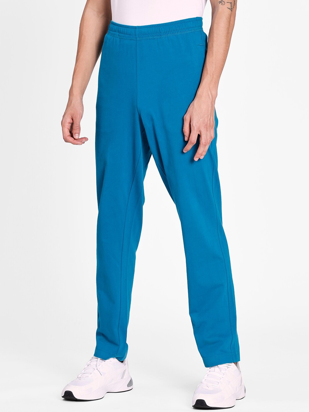 

Puma Men Blue Zippered Jersey Embroidered Cat Logo Pants