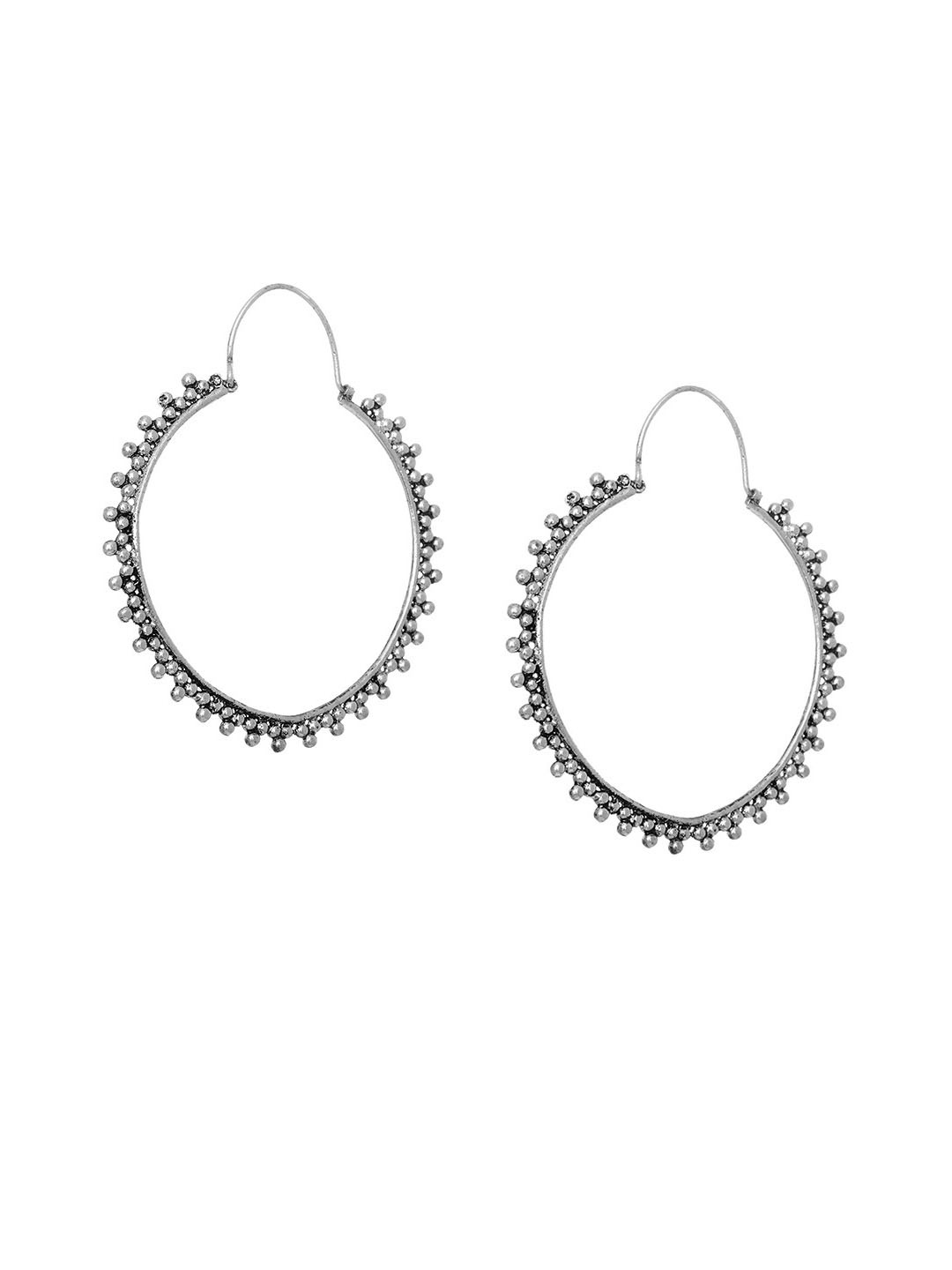 

INDYA Silver-Plated Oxidised Contemporary Hoop Earrings
