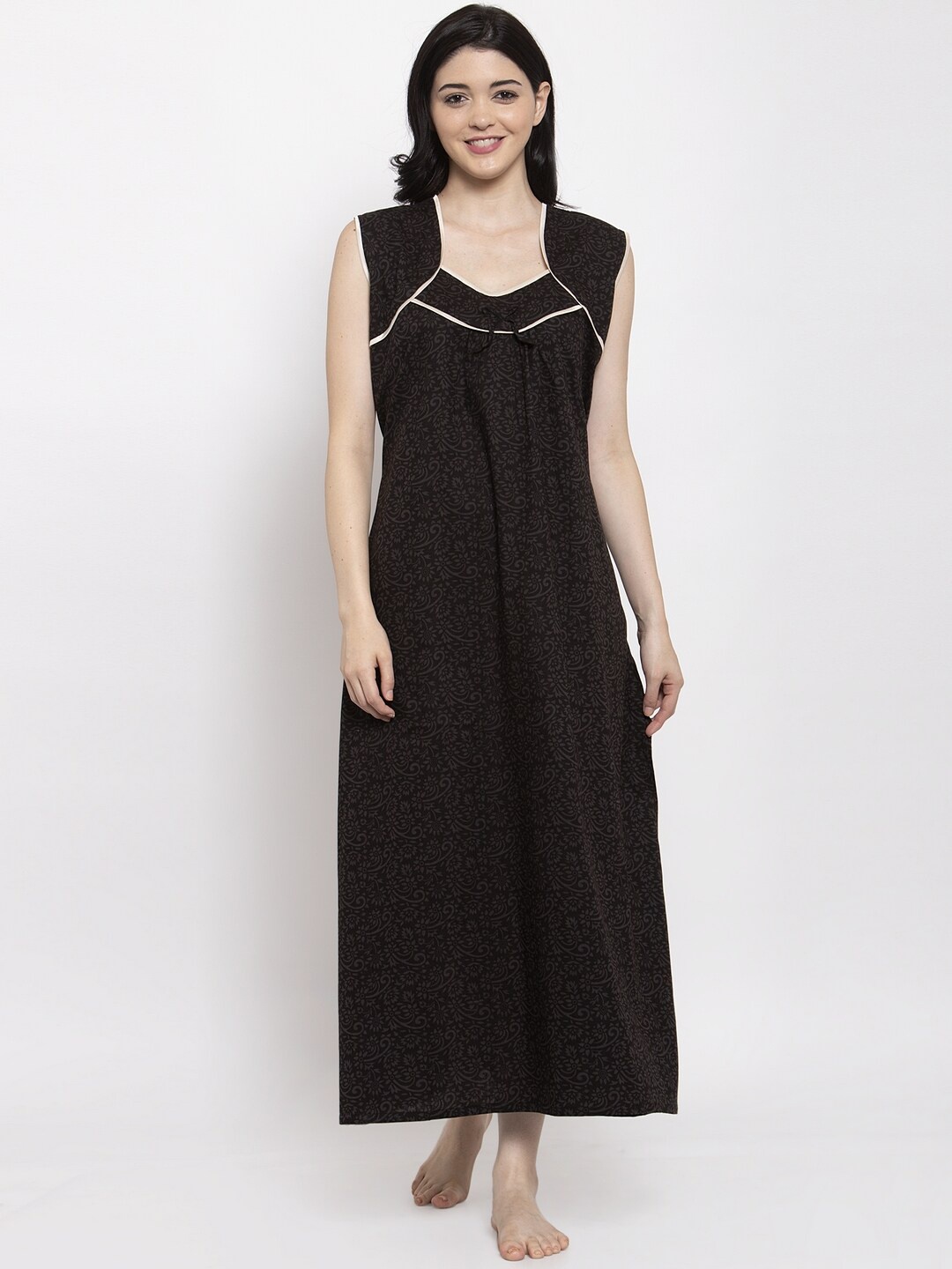 

Secret Wish Black Printed Nightdress