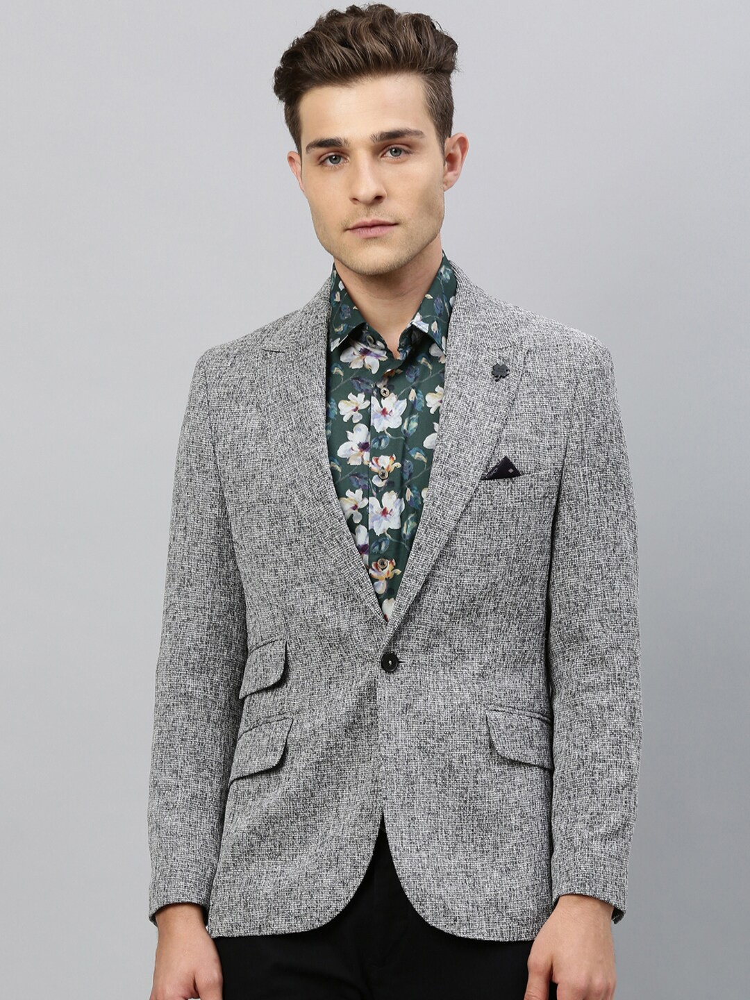 

RARE RABBIT Men Rewind Slim Fit Single-Breasted Blazer, Grey