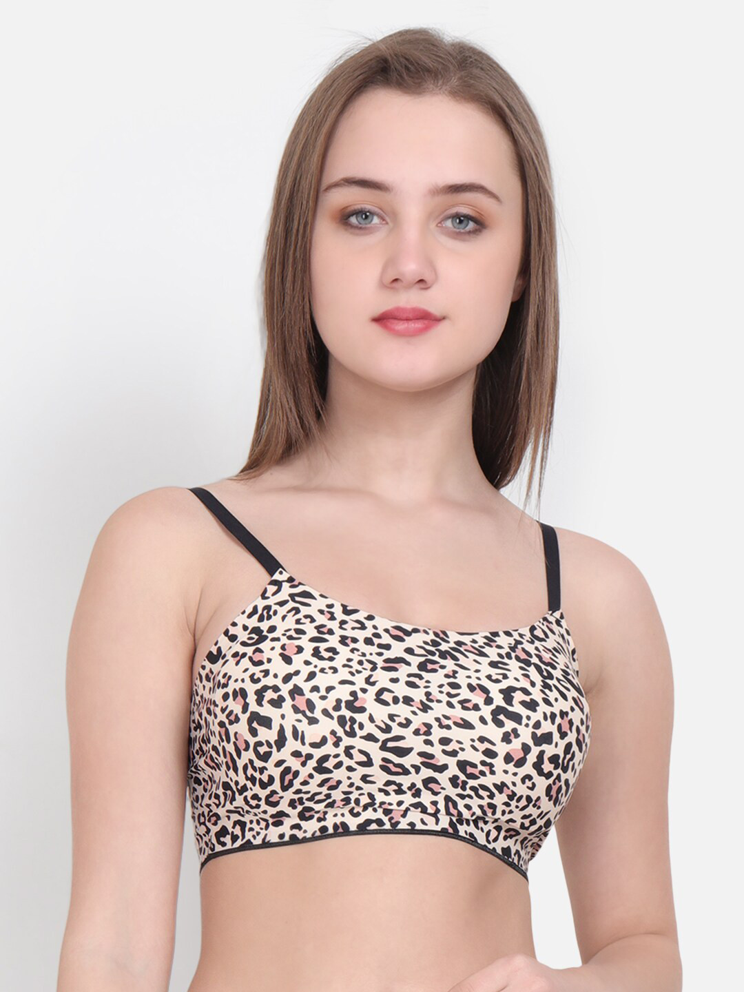 

Lebami Brown & Black Printed Non-Wired Lightly Padded T-shirt Bra